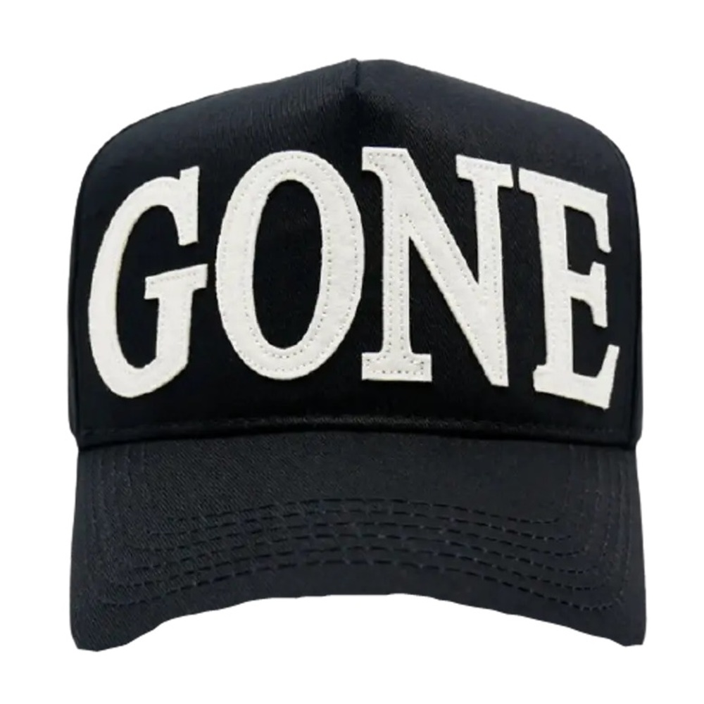 Fresh I Am Black Cap with White 'GONE' Embroidery